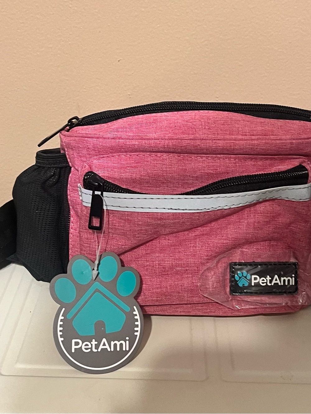 Pink Hands-Free Small Pet Treat Belt - Compact Trainer Pouch